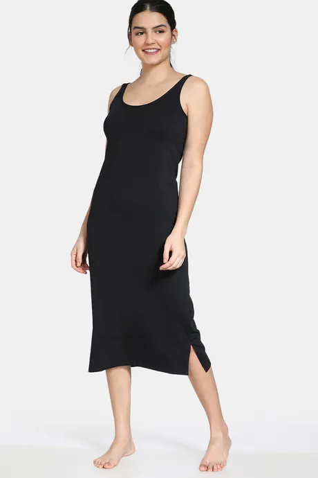 Knit Cotton Kurti Slip – Black